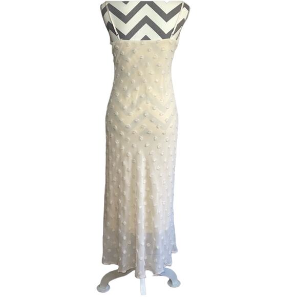 Audrey 3+1 Chiffon Camisole Swiss Dot Dainty Ivory Slip Midi Dress Size Small - Picture 4 of 5